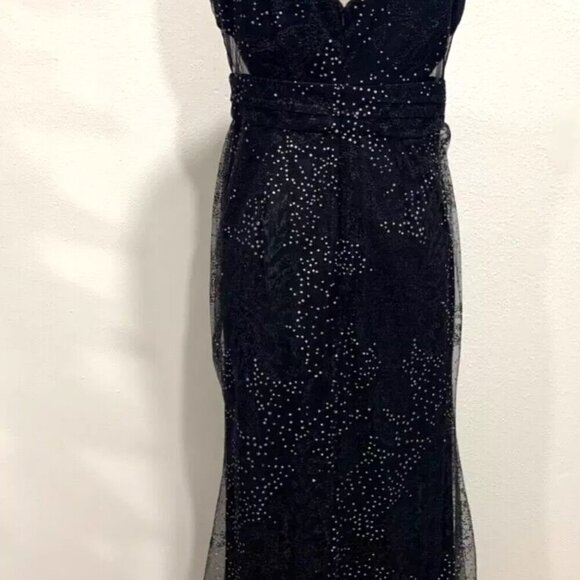 NWT MARCHESA NOTTE V-NECK GLITTER SLEEVELESS BLACK GOWN SIZE 14 $995 - Picture 11 of 11